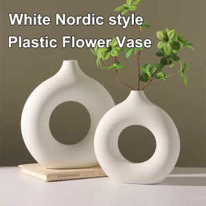 Nordic Plastic Flower Vase White Flower Bottle Modern Flowers Pot Desktop Home Decoration Ornament