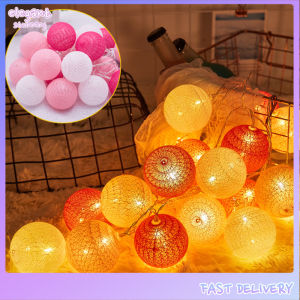 elegantstunning 2m 10 Lamp Led Light String 6cm Diameter Cotton Ball Lights Interior Outdoor Decoration Night Lights For Children Room Party Wedding Garden