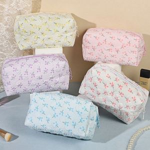 YOCKY Phong cách Hàn Quốc Túi mỹ phẩm hoa Ins Mềm Túi đựng văn phòng phẩm Thiết thực Ngọt ngào Túi đựng mỹ phẩm có khóa kéo Phụ nữ