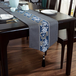 【In stock】4 seaters/6 seaters/8 seaters/10 seaters New Chinese Style Table Mat Waterproof Embroidered Table Cloth Suitable for Home Festival Decoration Cotton Linen Tea Coffee Table Cloth Table Runner