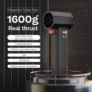 QMTJSH มอเตอร์ไร้แปรง64มม. เครื่องเป่าลมที่มีความรุนแรง พร้อมไฟ LED แรงขับ1.6กิโลกรัม เครื่องเป่าฝุ่นทรงพลัง แบบพกพาได้ ความเร็วสูงความเร็วสูง พัดลมมือถือ Turbo Jet กิจกรรมกลางแจ้งกลางแจ้ง