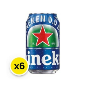 Heineken 0.0 Non-Alcoholic Malt Drink 330 ml. Pack 6.ไฮเนเก้น 0.0 เครื่องดื่มมอลต์ไม่มีแอลกอฮอล์ 330 มล. แพ็ค 6