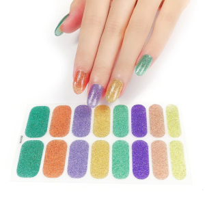 Glitter Cow Pattern Semi Cured Gel Nail Polish Strips Self Adhesive Full Nail Wraps Nail Polish Stickers