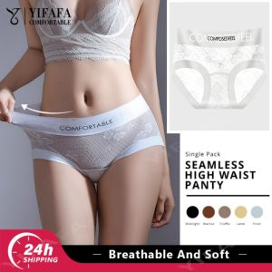 【การจัดส่ง 2-3 วัน】 YIFAFA กางเกงในไร้รอยต่อระบายอากาศสำหรับผู้หญิงกางเกงในลูกไม้ไร้รอยต่อสไตล์ขึ้นปานกลางกางเกงในลายดอกไม้5สีสำหรับผู้หญิง