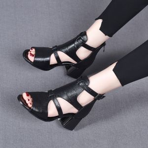 Free Shipping New Plus-Size WomenS Sandals Featuring A Fish-Mouth Design Openwork Detailing A Single-Strap Style And A Wedge Heel In A Roman-Inspired Style