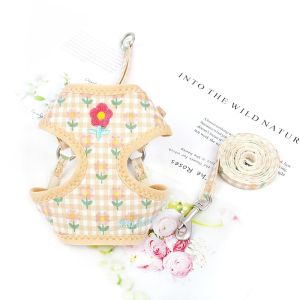 PAWSITIVE VIBES ROMPI BUNGA DENGAN TALI DAN TAS KECIL LUCU ANJING KUCING - Rompi Harness Tali Tuntun Bordir Untuk Ukuran Anjing Kucing Kecil Sedang