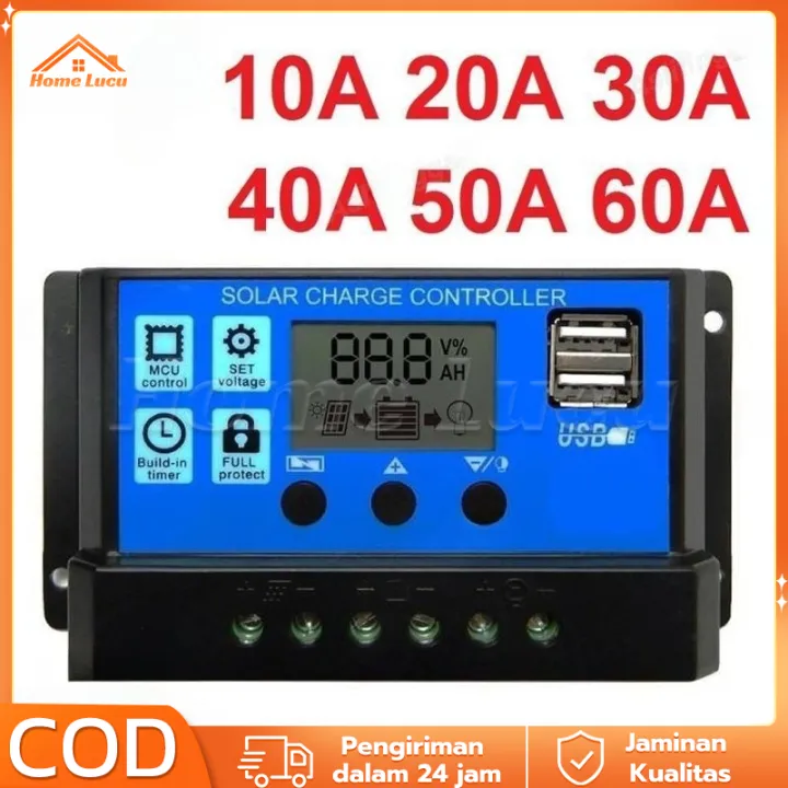 Solar Charge Controller LCD LED Display Solar Cell PWM 12V 24V 10A 20A ...