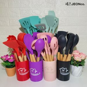 SPATULA SILIKON 12pcs Kitchen Set Spatula Alat Dapur Lengkap Tahan Panas Peralatan Masak Serbaguna Aman Praktis Anti Panas JUMBO
