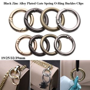 NALANILI Đa kích cỡ Khóa lò xo mạ loại Hợp kẽm 25/28/35mm Khóa và kẹp O-Ring Chất lượng cao Đen Móc khóa bấm tròn