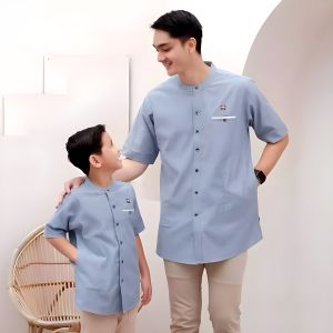 Baju lebaran model 2025 couple ayah dewasa anak anak jumbo pakaian muslim koko kurta samase
