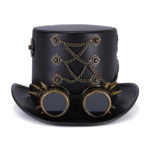 PU Leather Goggles Hat Party Hat for Masquerade Balls and Themed Parties Comfortable and Dark Series Design Headpiece