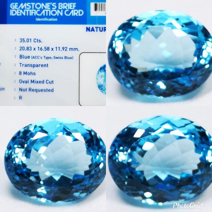 Batu Permata Natural Swiss Blue Topaz Cuting Big Size Top Luster