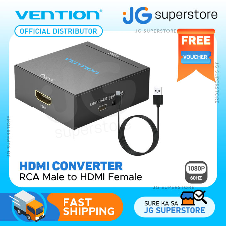 Vention RCA to‌ HDMI Converter (Female to Female) 1080p 60Hz AV Metal  Adapter with Audio Video Sync (AEFB0) JG Superstore Lazada PH