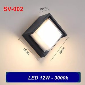 Đèn Tường Led 12W  Chống Nước - Gắn Hiên - Cột Cổng Phong Cách Bắc Âu - Trang Trí Tường NhàSân Vườn - Dendecor247