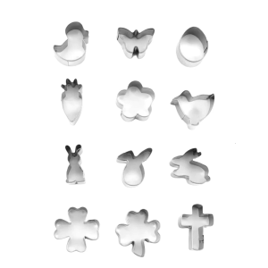 Pack of 12 Creative Easter Cookie Collections Stainless Steel Multi Shape for Creative Baking and Decorating