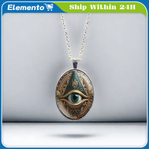 Blue Eye Shaped Oval Necklace Pendant Evil Eye Necklace for Women Accessories Bohemian Style