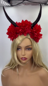 Kids Adults Floral Antelope Horn Hairband Resin Costume Props For Theme Parties Lightweight Party Hair Ornament