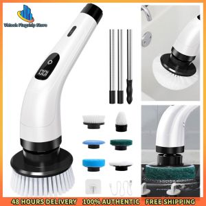 Vktech Electric Spin Scrubber with Adjustable Length and Dual Speed for Easy Bathroom and Kitchen Cleaning