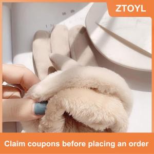 【ZTOYL】 Fleece-lined Gloves Fashion Gloves Autumn Winter Cute Furry Warm Mitts Full Finger Mittens Women Outdoor Sport Female Gloves