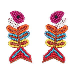 Artistic Carp Fishbone/Beaded Goldfish Earrings Bohemian Jewelry Gift for Women Unique Accessories for Party Wear