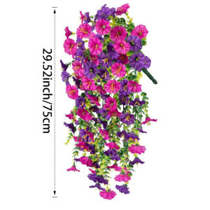 2pcs UV-Resistant Artificial Morning Glory & Eucalyptus Hanging Decor - Perfect for Home Garden Weddings  Versatile Outdoor
