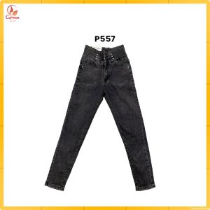 Stretch Skinny Jeans Highwaist Women Celana Panjang HW 3 Kancing Polos / Celana Denim CF P557