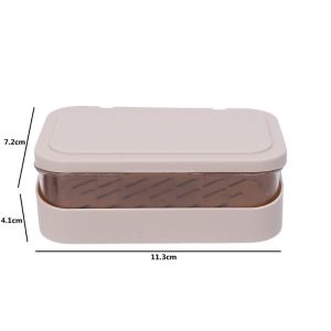 Double Layer Square Soap Dish with Cover Plastic Drain Soap Box Household Bathroom Travel Portable Creative Storage