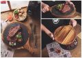 แผ่นหินวางอาหาร แผ่นหินเสิร์ฟอาหาร ถาดไม้วางสเต็ก  มี 3 ขนาด ให้เลือก Natural Slate Plate With Serving Board. 