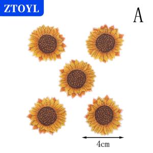 [COD] ZTOYL 5pcs ทานตะวันเย็บบน เหล็กบนแพทช์ปัก DIY หัตถกรรมเสื้อผ้า applique