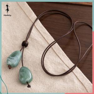 ส่วนลด 10 บาท สำหรับการซื้อ 1 ชิ้น สร้อยคอจี้รูปวงรียาวหรูหราระบบป่าไม้สไตล์จีนใหม่เครื่องประดับแฟชั่นสไตล์วินเทจเซนแบบเรียบง่าย