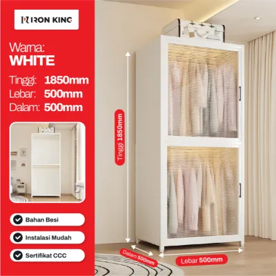 [MURAH] IRONKING Lemari Pakaian Besi Full Gantungan | Wardrobe Besi Minimalis Modern Anti Karat | Lemari Baju 2 Pintu / Custom Rak Adjustable | Lemari Besi Kuat Tahan Lama