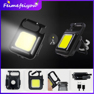 Mini LED Flashlight Work Light Portable Pocket Flashlight Keychains USB Rechargeable for Outdoor Camping Small Light Corkscrew