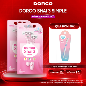 DORCO Shai 3 Simple - Dao Cạo Body Nữ 3 Lưỡi - Hộp Gồm 2 Cây Dao Cạo