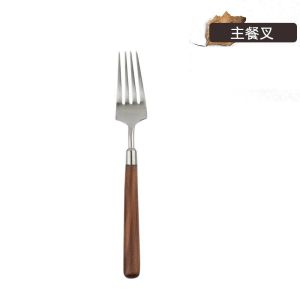 Japanese And Korean High-end 304 Stainless Steel Western Food Spoon Fork With Solid Wood Walnut Handle Dessert Fork Spoon