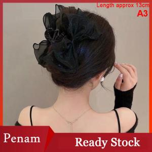 [PAM] Retro New Large Butterfly Clouds Mesh Hair Clips Fashion Ponytail Shark Grab Clip Girls Gift Hair Accessories