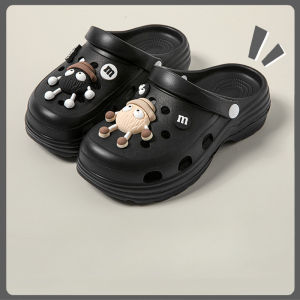 IELGY Thick-soled Womens Cute Cartoon Coal EVA Height-increasing Flat Sandals for Summer