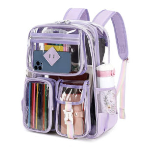 clu Transparent Backpack Waterproof Clear Back Bag PVC See Through Bookbag For School College Bag ulc