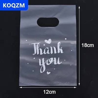 [COD] KOQZM 100 chiếc túi quà bằng nhựa mini ghi “Cảm ơn” túi đựng kẹo đám cưới túi mua sắm có quai xách