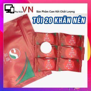 Combo 20 Khăn giấy nén du lịch coton 20Cm x 22Cm dùng 1 lần - Túi 20 khăn nén du lịch đa năng thấm nước tốt khăn tắm nén du lịch tiện lợi