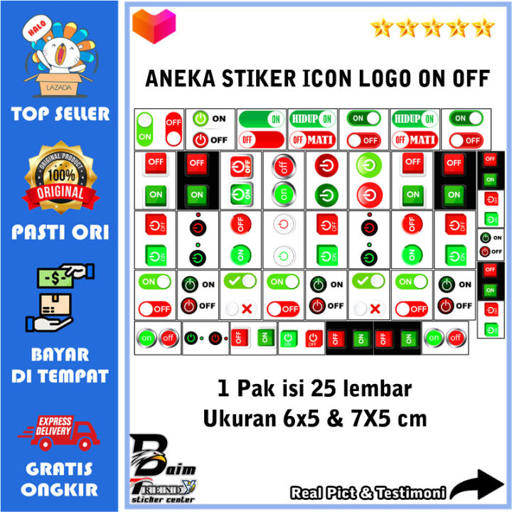 ANEKA STIKER ICON LOGO LAMBANG TANDA ON OFF STOP KONTAK TOMBOL HIDUP ...