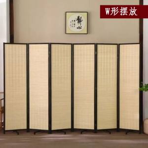 Lvss mall          Simple Bamboo Solid Wood Screen Folding Sliding Room Partition Wall Mobile Living Room Entrance Simple Bedroom Shade Curtain