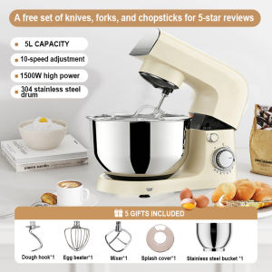 LENODI 1500W Heavy Duty Stand Mixer 5L 6L Multifunctional Dough Mixer EU Plug 220V For Baking