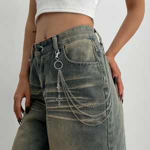 THREADJOY Multilayer Star Pendant Pants Chain Pearl Zinc Alloy Cross Jeans Chain Personality Korean Metal Waist Chain Female