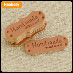 【2-3 days delivery】 50Pcs PU Leather Tags Handmade With Love Labels Sewing Craft DIY Knittin Tags