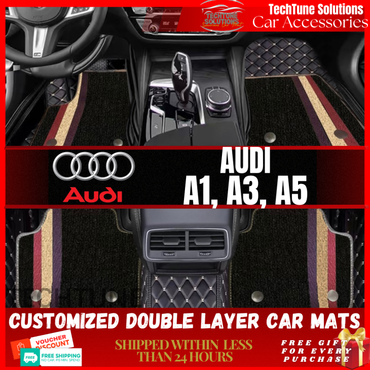AUDI Car Mat A1 , A3 , A5 Double Layer Car Floor Mats Premium Leather ...