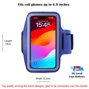 Sports Armband (Large Size - For Phones up to 6.9 inches) Water Resistant Touchable Screen Cell Phone Arm Band / Ultra Thin Adjustable Reflective Velcro Workout Arm Pouch with Key Holder for Running Workout Fitness / Fits iPhone Samsung Huawei Xiaomi etc