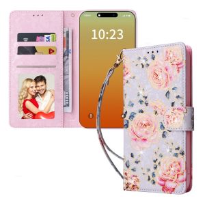 Luxury Casing For iPhone 17 Pro Max 17 Air 16 15 Plus Pro Max Flowers Butterly Pattern Wallet Soft Pu Leather Flip Stand Skin Protect Cover Case