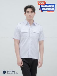 Baju kemeja seragam pns smk sma pilot pdh pdl kerja dinas putih pria cowok laki laki