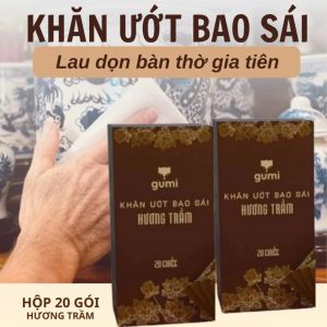 Khăn Ướt Giấy Ướt Gumi Bao Sái Hương Trầm Hộp 20 Khăn 20x24cm Lau Dọn Ban Thờ Tiện Lợi