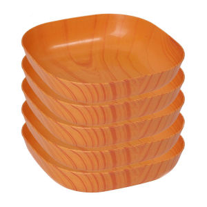 20Pcs Wooden Design Plate Set Dessert Snacks Tray Kitchen Snack Nuts Fruits Dining Plastic Square Plate